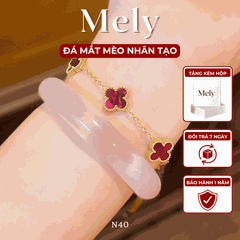 Vòng tay đá mắt mèo nhân tạo nhiều màu, vòng đá hồng pha lê trong suốt Mely - N40
