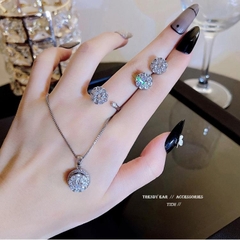 Bộ trang sức dây chuyền bông tai zircon đá xoay cao cấp SET10 VV34-1 VV34-2 VV34-3