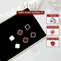 Bông tai titan cỏ 4 lá nhỏ TT156