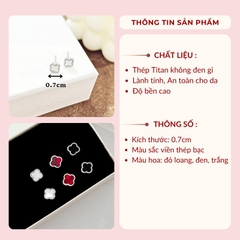 Bông tai titan cỏ 4 lá nhỏ TT156