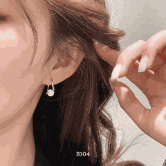 Bông tai nữ đính đá phụ kiện trang sức đơn giản B104