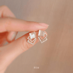 Bông tai nữ đính đá cao cấp phối đá mắt mèo sang trọng phụ kiện thời trang dự tiệc B116