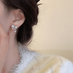 Bông tai nữ hình nơ đính đá cao cấp thiết kế sang trọng cá tính phụ kiện thời trang Hàn Quốc B118