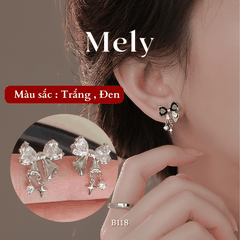 Bông tai nữ hình nơ đính đá cao cấp thiết kế sang trọng cá tính phụ kiện thời trang Hàn Quốc B118