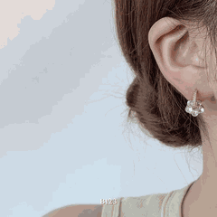 Bông tai nữ khoen tròn hình hoa đính đá cao cấp 5 cánh phụ kiện thời trang - B123