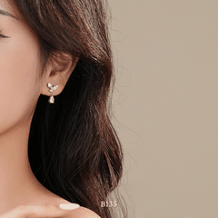 Bông tai đính đá hình chiếc lá dạng mini B135