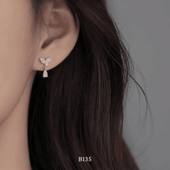 Bông tai đính đá hình chiếc lá dạng mini B135