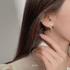 Bông tai đính đá hình nơ B136