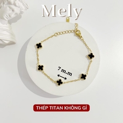 Vòng tay Thép Titan không gỉ  cỏ bốn lá loại 1.1cm TT115