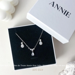 Bộ trang sức dây chuyền bông tai giọt nước đính đá cao cấp SET02