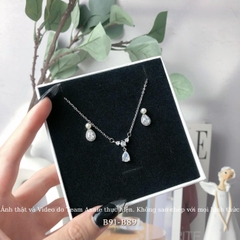 Bộ trang sức dây chuyền bông tai giọt nước đính đá cao cấp SET02