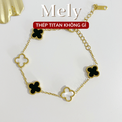 Vòng tay Thép Titan không gỉ cỏ bốn lá loại 1.3cm TT116