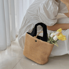 Túi tole cói may thủ công BL11