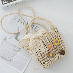 Túi cói thủ công đính nơ BL13