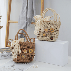Túi cói thủ công đính nơ BL13