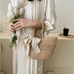 Túi xách cotton dạng thắt nơ BL14