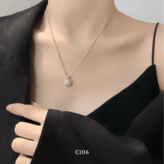 [KHÔNG ĐEN GỈ] Dây chuyền thép Titan mặt đá vuông cao cấp C106