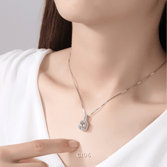 [KHÔNG ĐEN GỈ] Dây chuyền thép Titan mặt đá vuông cao cấp C106