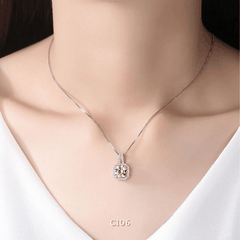 [KHÔNG ĐEN GỈ] Dây chuyền thép Titan mặt đá vuông cao cấp C106