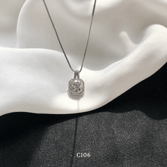 [KHÔNG ĐEN GỈ] Dây chuyền thép Titan mặt đá vuông cao cấp C106