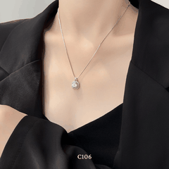 [KHÔNG ĐEN GỈ] Dây chuyền thép Titan mặt đá vuông cao cấp C106