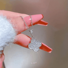 [KHÔNG ĐEN GỈ] Dây chuyền thép Titan cỏ bốn lá đính đá cao cấp  C107