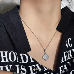 [KHÔNG ĐEN GỈ] Dây chuyền thép Titan cỏ bốn lá đính đá cao cấp  C107