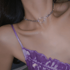 Vòng cổ choker đính đá cao cấp hình tim phụ kiện trang sức  C83