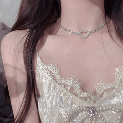 Vòng cổ choker đính đá cao cấp hình tim phụ kiện trang sức  C83