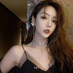 Vòng cổ choker đính đá sang trọng đi tiệc sự kiện hottrend thời trang C87