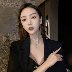 Vòng cổ choker đính đá sang trọng đi tiệc sự kiện hottrend thời trang C87