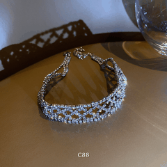 Vòng cổ choker đính đá đơn giản sang trọng hiện đại trang sức đi tiệc C88