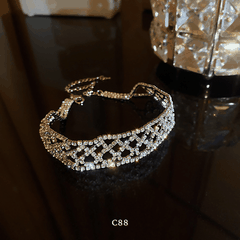 Vòng cổ choker đính đá đơn giản sang trọng hiện đại trang sức đi tiệc C88