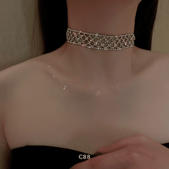 Vòng cổ choker đính đá đơn giản sang trọng hiện đại trang sức đi tiệc C88