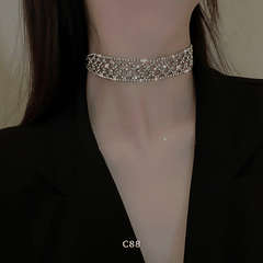 Vòng cổ choker đính đá đơn giản sang trọng hiện đại trang sức đi tiệc C88