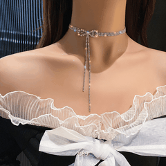 Vòng cổ choker hình nơ đính đá cao cấp phong cách sang trọng trang sức đi tiệc C89