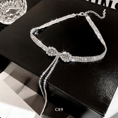 Vòng cổ choker hình nơ đính đá cao cấp phong cách sang trọng trang sức đi tiệc C89