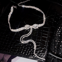 Vòng cổ choker hình nơ đính đá cao cấp phong cách sang trọng trang sức đi tiệc C89