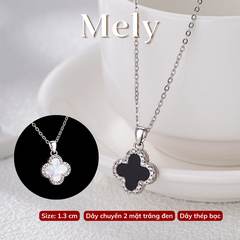 Dây chuyền nữ hình cỏ 4 lá 2 mặt trắng đen thời trang Hàn Quốc C98