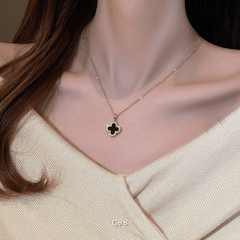 Dây chuyền nữ hình cỏ 4 lá 2 mặt trắng đen thời trang Hàn Quốc C98