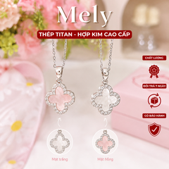 Dây chuyền nữ hình cỏ 4 lá 2 mặt trắng đen thời trang Hàn Quốc C98