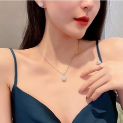 Bộ trang sức dây chuyền bông tai zircon đá xoay cao cấp SET10 VV34-1 VV34-2 VV34-3