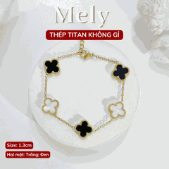 Vòng tay Thép Titan không gỉ cỏ bốn lá loại 1.3cm TT116