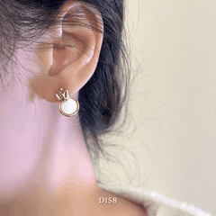 Bông tai nữ mạ vàng dạng tròn khảm đá cao cấp thiết kế phá cách thời trang - D158
