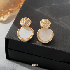 Bông tai nữ mạ vàng dạng tròn khảm đá cao cấp thiết kế phá cách thời trang - D158