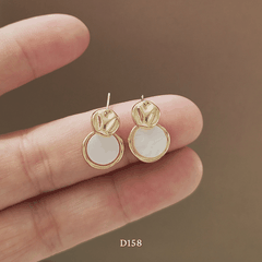 Bông tai nữ mạ vàng dạng tròn khảm đá cao cấp thiết kế phá cách thời trang - D158