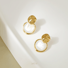 Bông tai nữ mạ vàng dạng tròn khảm đá cao cấp thiết kế phá cách thời trang - D158