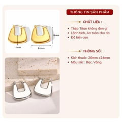 Bông tai Thép Titan không gỉ dạng vuông TT143
