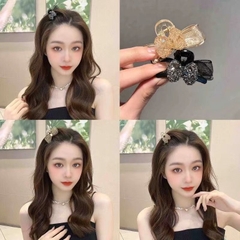 Kẹp tóc càng cua nơ nhỏ hai mặt đính đá ngọc nhiều kiểu T5-18