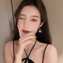 Bông tai vuông đính đá đen thời trang cá tính hiện đại H111
